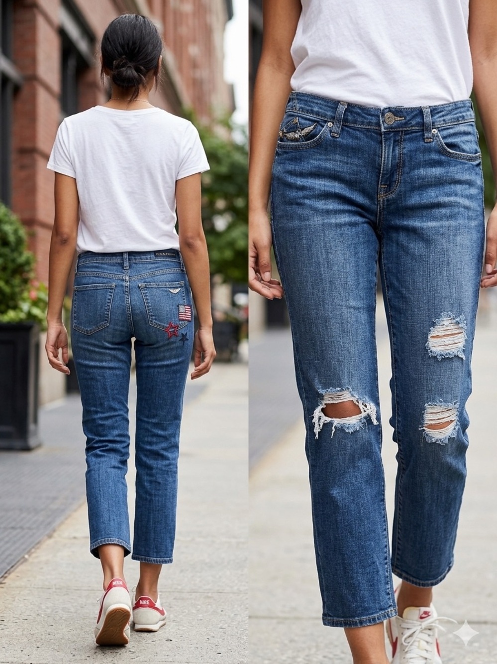 Rock & Republic Distressed Americana Straight Leg Jeans